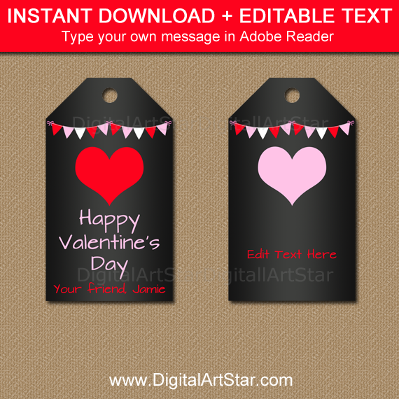 Printable Chalkboard Valentine Tags for Classroom Party