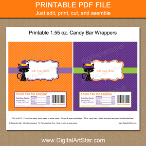 Printable Kids Halloween Party Favors Candy Wrappers