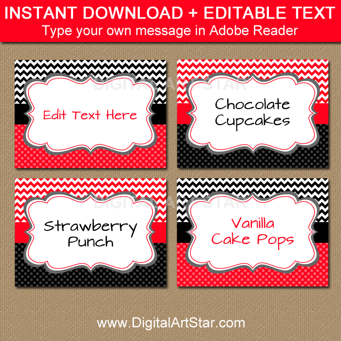 Editable Labels for Birthday or Baby Shower