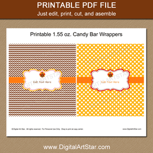 Printable Thanksgiving Candy Bar Wrappers Template