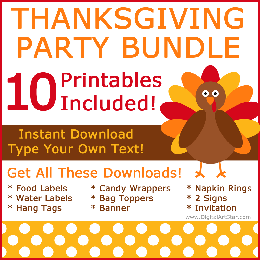 Printable Thanksgiving Party Bundle with Party Supplies