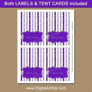 Purple and Silver Place Cards Template
