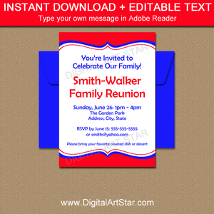 Red Family Reunion Invitation Editable Template