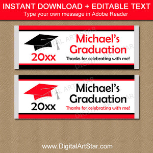 Red Black White Graduation Candy Bar Wrappers