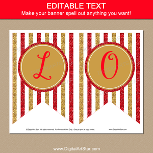 Red and Gold Banner Printable