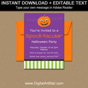 Jack-o-Lantern Invitations Instant Download