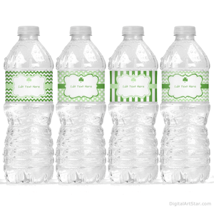Shamrock Water Bottle Labels for St Patricks Day Party Decorations