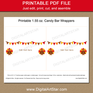 Thanksgiving Printable Candy Bar Wrappers