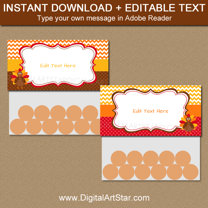 Instant Download Thanksgiving Treat Bag Toppers