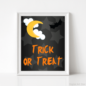 Trick or Treat Wall Hanging with Halloween Moon and Bat
