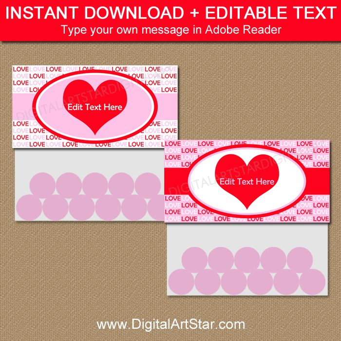 Valentine Candy Bag Toppers - Printable Bag Topper Template