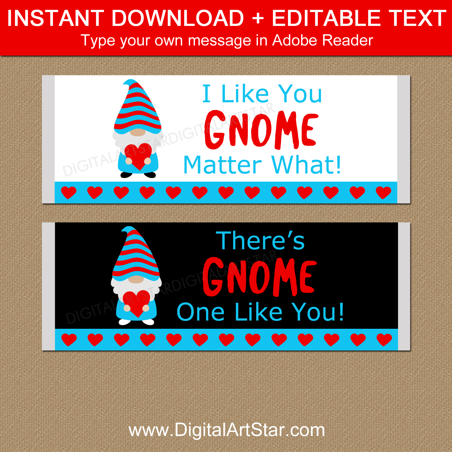Gnome Valentines Day Party Favors for Kids