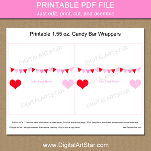 Printable Valentines Day Candy Bar Wrapper Template