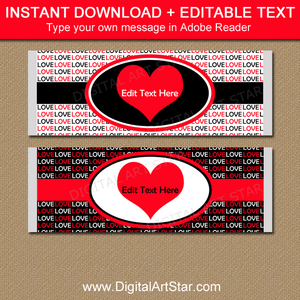 Valentine Chocolate Bar Wrapper Template in Red and Black