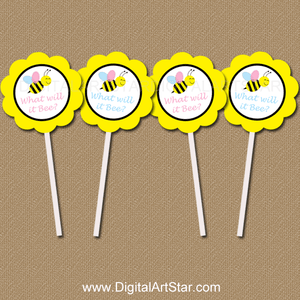 What Will It Be Printable Gender Reveal Cupcake Toppers Decorations