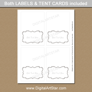White and Silver Glitter Place Cards Printable Template