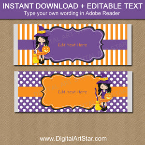 Witch Candy Bar Wrappers for Girl Halloween Birthday Party