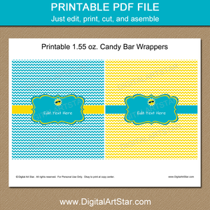 Yellow and Turquoise Chevron Candy Wrappers