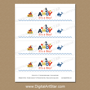 Ahoy Its a Boy Baby Shower Water Bottle Labels to Print