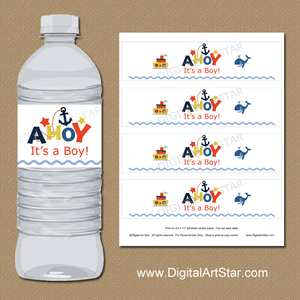 Ahoy Its a Boy Baby Shower Water Bottle Labels Downloadable