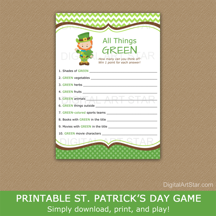 All Things Green Game for St. Patrick's Day
