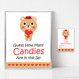 Beary Valentine's Day Printable Candy Guessing Game