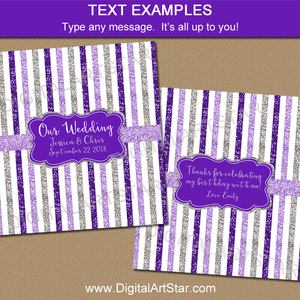 Editable Candy Bar Wrappers Template Purple Silver Lavender