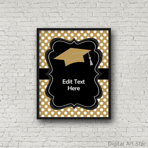Black and Gold Editable Graduation Sign for Door