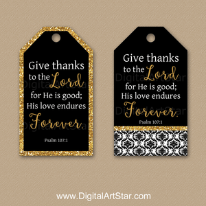 Black and Gold Printable Christian Gift Tag - Psalm 107