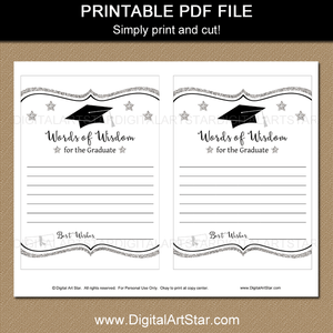 black and white graduation words of wisdom download for graduation party