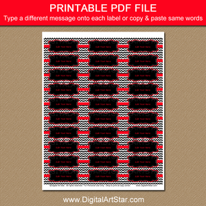 Black and White Labels Red Accents Printable Return Address Labels