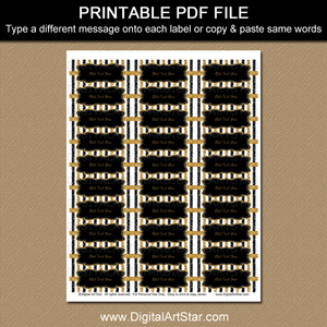Black and Gold Glitter Address Labels Printable PDF