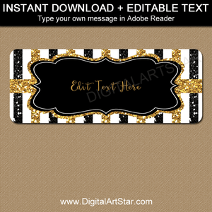 Black and Gold Glitter Address Labels Template Download. 50th Birthday Address Labels.  