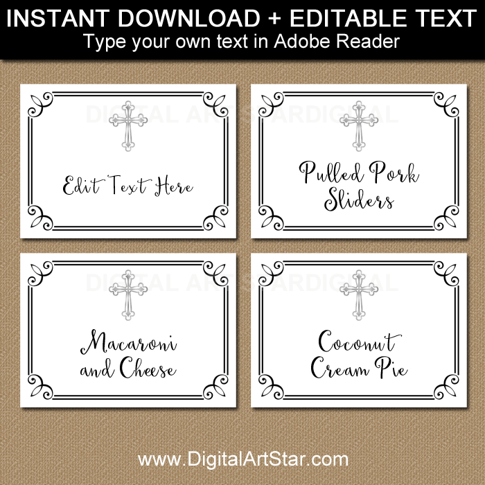 Black and White Baptism Labels Template
