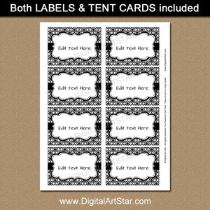 printable black and white candy buffet labels by digitalartstar