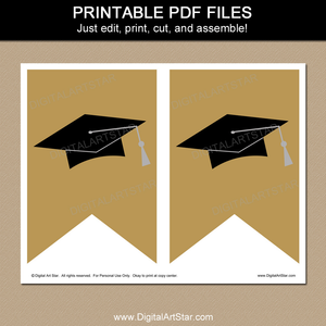 Black and Gold Graduation Decor - Printable Banner