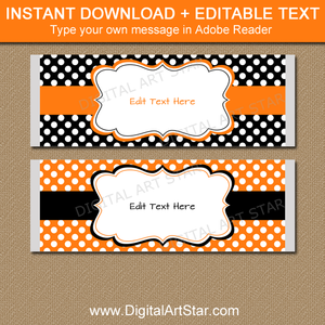 Black and Orange Candy Bar Wrappers with White Polka Dots