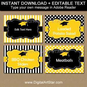 Black and Yellow Graduation Candy Buffet Labels