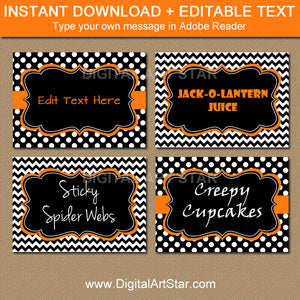 printable black food labels with orange accents