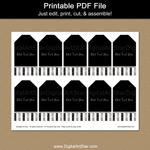 Printable Black and Silver Party Favor Tags Template