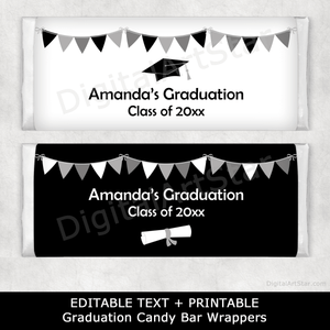 Black and White Graduation Candy Wrapper Template