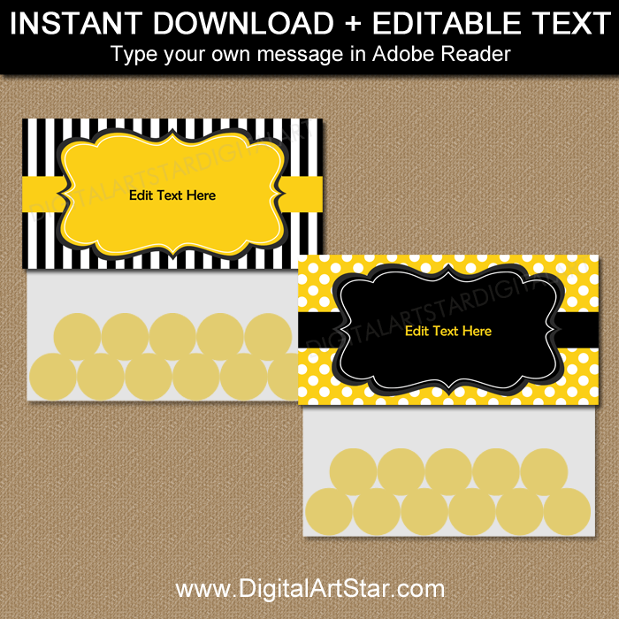Editable Black and Yellow Bag Toppers Template