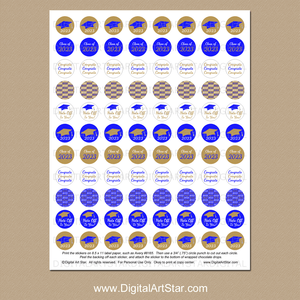 Blue Gold Graduation Candy Stickers Labels 2023 Graduation Favors