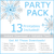 Blue Silver Snowflake Party Supplies Package Printable Deal