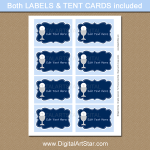 Blue First Communion Labels with Editable Text