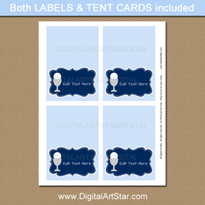 Blue First Communion Tent Cards Template
