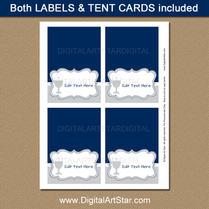 Navy and Gray First Communion Tent Cards