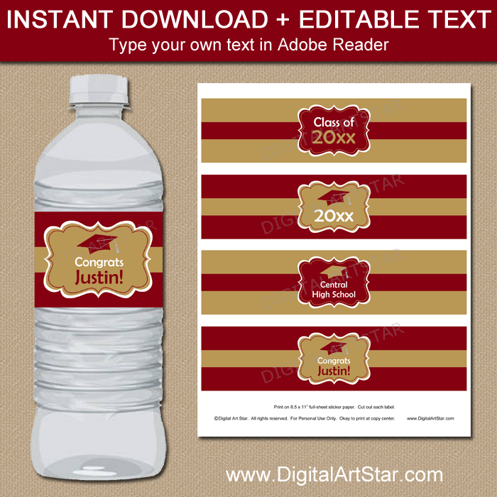 Free Preschool Graduation Water Bottle Labels