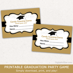 Candy Guessing Game Graduation Template Gold Black White