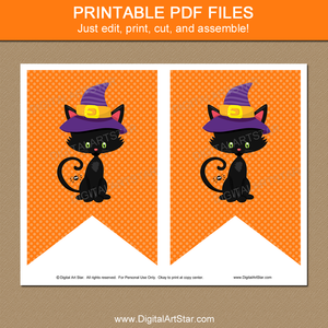 Printable Halloween Cat Banner Decor